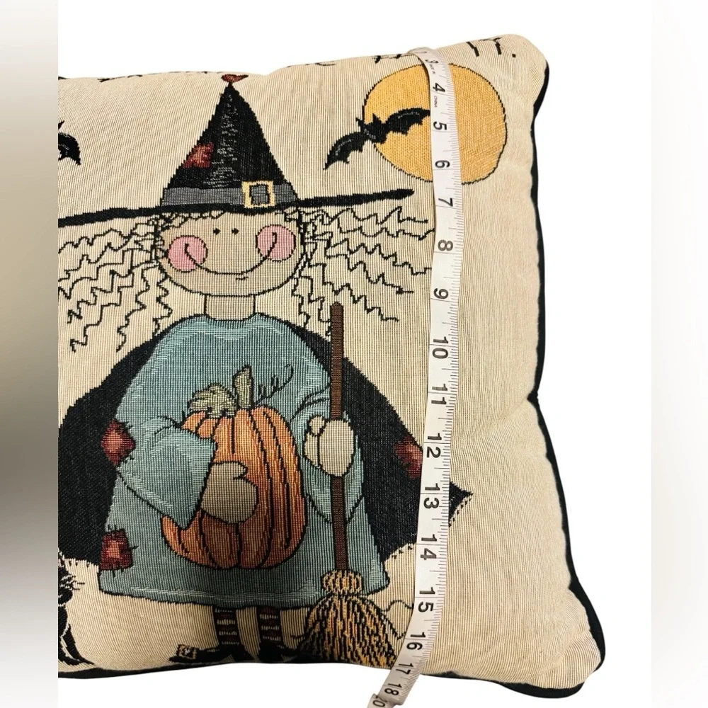 VTG Halloween Tapestry Witch Pillow If The Broom Fits Fly It Decorative Pillow